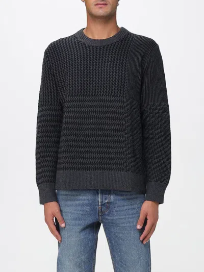 Calvin Klein Textured Knit Long Sleeve Crew Neck Sweater In Black