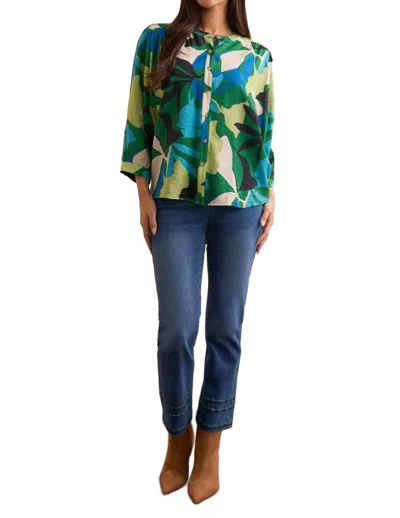 Tribal Flowy Dolman Sleeve Blouse In Field Green In Multi