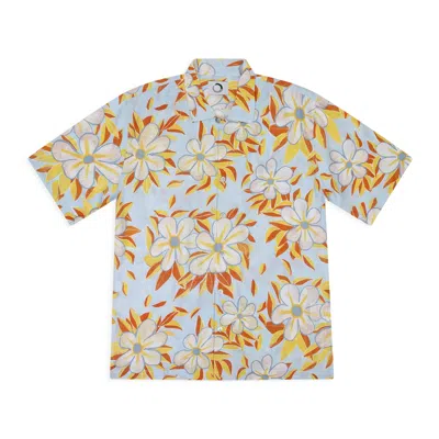 Endless Acid Flower Aloha Multicolored Button-down Shirt In Blue