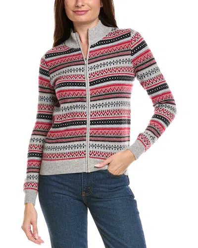 Kier + J Fairisle Zip Wool & Cashmere-blend Cardigan In Multi