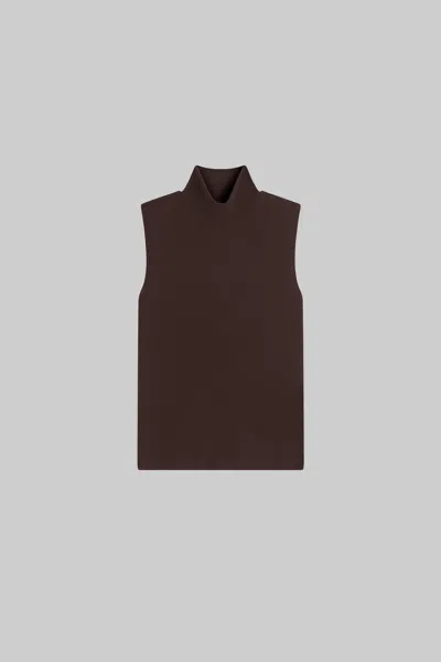 Leset Lauren Sleeveless Turtleneck In Brown