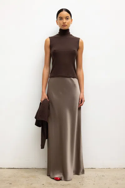 Leset Lauren Sleeveless Turtleneck In Brown