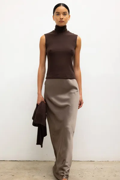 Leset Lauren Sleeveless Turtleneck In Brown