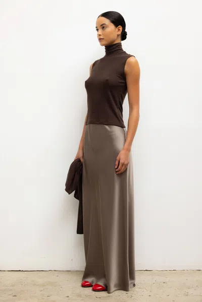 Leset Lauren Sleeveless Turtleneck In Brown