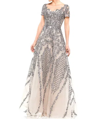 Colors Dress Elegant Prom Dress With Embellishment In Grey/nude In Multi