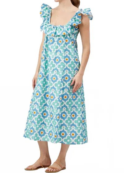 Taylor Tillman Grace Midi Dress In Aqua Mosaic In Animal Print
