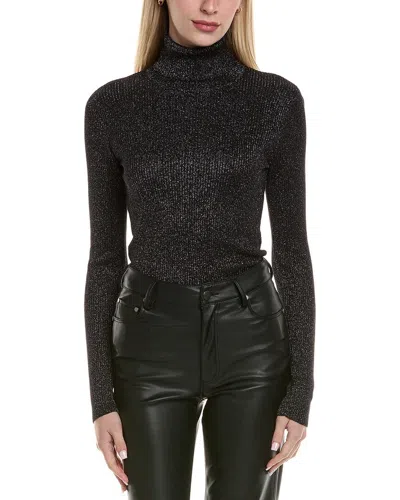 Chaser Lurex Rib Knit Bloom Sweater In Black