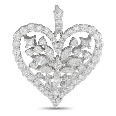 Lb Exclusive Platinum 3.80ct Diamond Heart Pendant Mf26-101025 In Brown