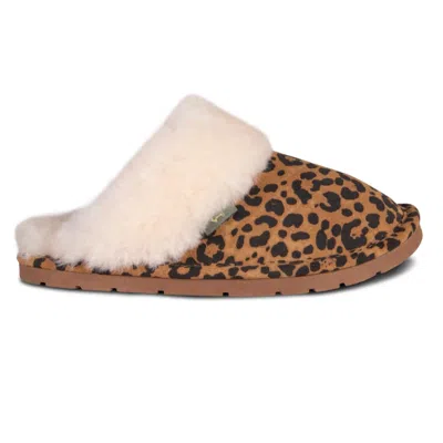 Cloud Nine Women's Sheepskin Scuff Slippers In Leopard In Multi