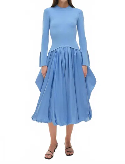 Simkhai Kenlie Taffeta Knit Midi Dress In Horizon In Blue
