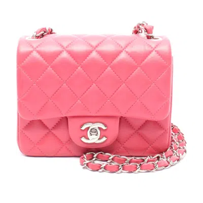 Pre-owned Chanel Mini Matelasse Leather Shoulder Bag In Pink
