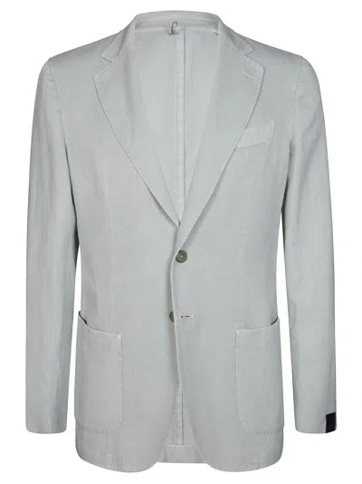 Santaniello Linen And Ramie Blend Tailored Jacket In Gray