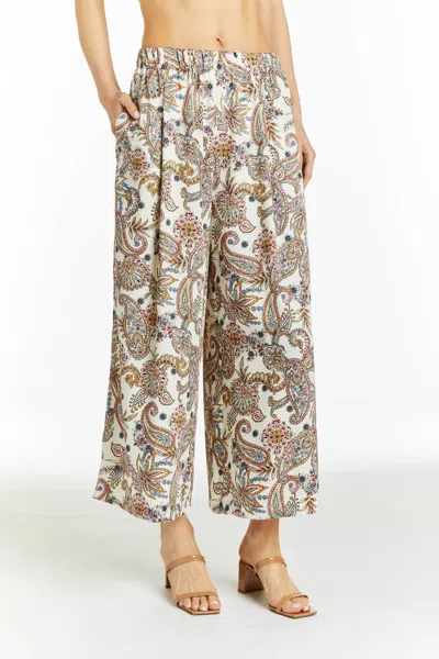 Drew Adeline Paisley Pattern Pant In Multi In Brown
