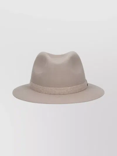Borsalino Wide Brim Hat Grosgrain Ribbon In Gray