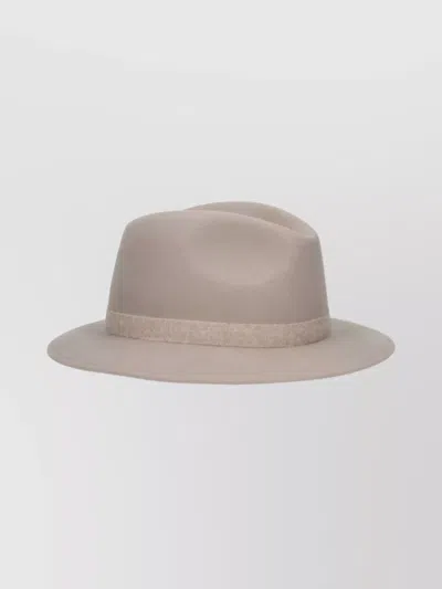 Borsalino Wide Brim Hat Grosgrain Ribbon In Gray
