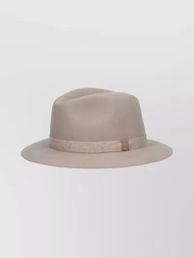 Borsalino Wide Brim Hat Grosgrain Ribbon In Gray