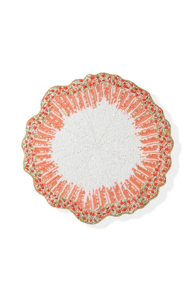 Tiramisu Citrus Sunburst Beaded Placemat In Pink
