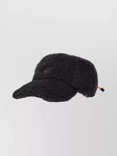Miu Miu Grey Charcoal Pile Baseball Cap In Black