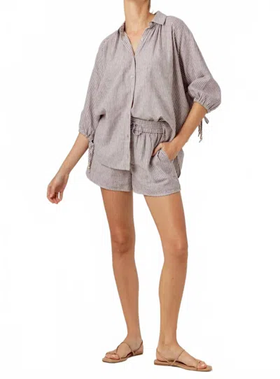 Sundays Oversized Button-up Stripe Fisher Shirt In Stone In Multi