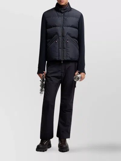 Moncler Grenoble Quilted Zip Up Cardigan In Navy Blu In Blue