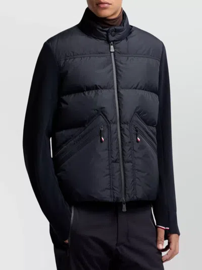Moncler Grenoble Quilted Zip Up Cardigan In Navy Blu In Blue