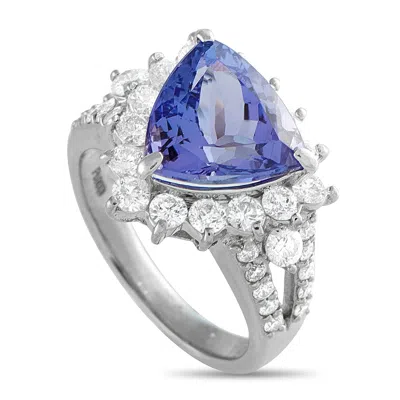 Lb Exclusive 18k White Gold 1.40 Ct Diamond And 4.74 Ct Tanzanite Ring Mf09-101025 In Silver