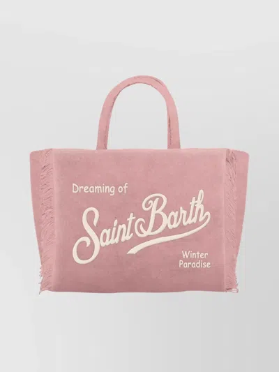Mc2 Saint Barth Tote Bag Featuring Top Handles And Fringed Edges In Pink