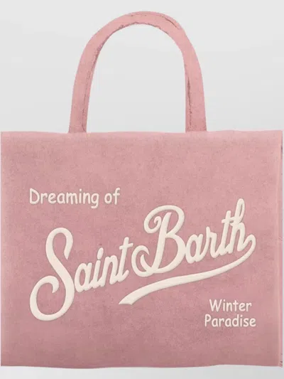 Mc2 Saint Barth Tote Bag Featuring Top Handles And Fringed Edges In Pink
