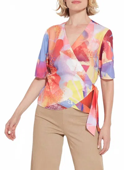 Lyssé Juno Front Tie Wrap Top In Zesty Shades In Multi