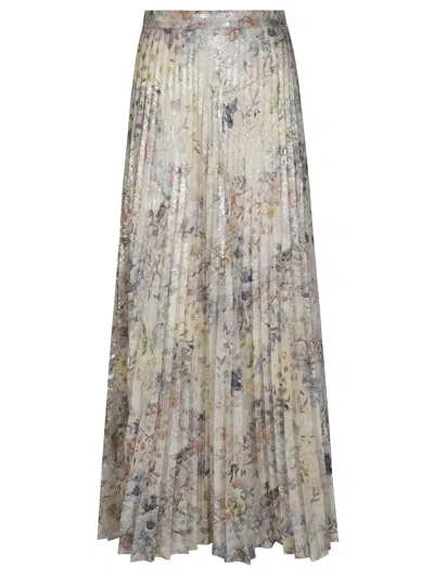 Golden Goose Pleated Floral Print Midi Skirt In Multi