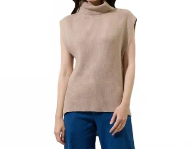 Sugarlips Women's Aleida Turtleneck Sleeveless Sweater Top In Oatmeal In Neutral