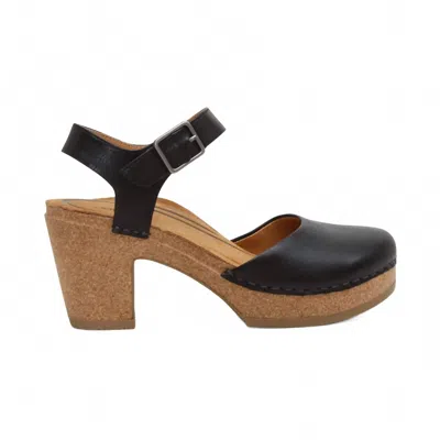 Aetrex Women's Finley Quarter Strap Cork Heel In Black In Animal Print