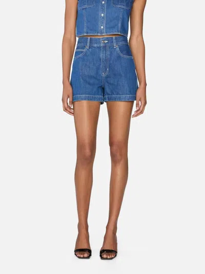 Frame The Charm High Waist Denim Shorts In Blue