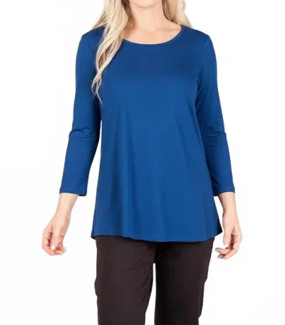 Pure Essence Bamboo 3/4 Sleeve Tee In Classic Blue In Blue