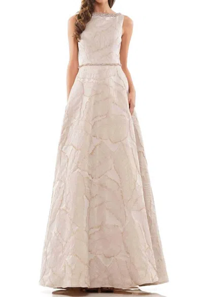 Colors Dress Elegant Leaf-detailed Dress In Taupe In Gray