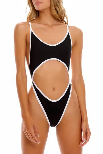 Agua Bendita Mabelle Reversible One Piece Swimsuit In Black/white In Black
