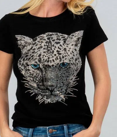 Runway Paris Tiger Jeweled Tee In Black In Multi