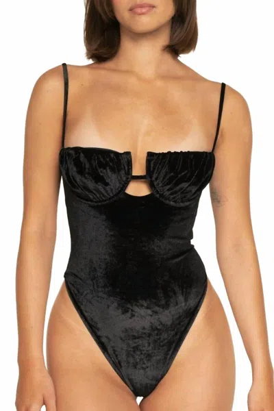 Montce Velvet Petal One-piece Swimsuit In Black In Black