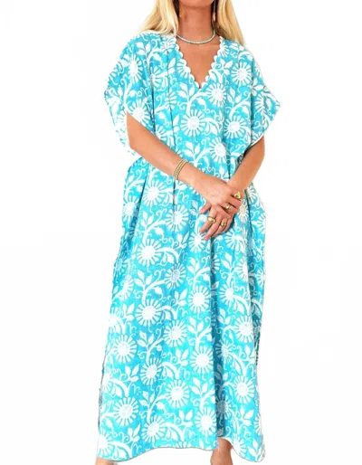 Joshi Goa Caftan In Turquoise In Blue