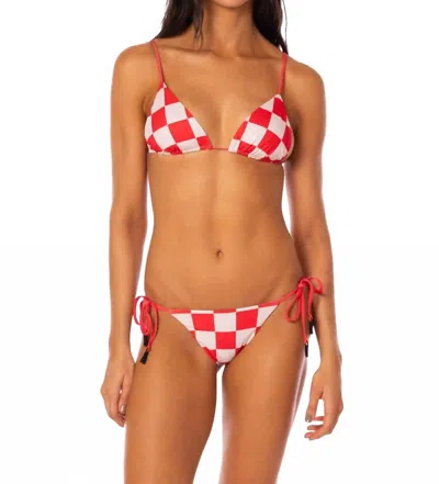 Maaji Oahu Low Rise Tie Side Bikini Bottom In Cherry Checker In Multi