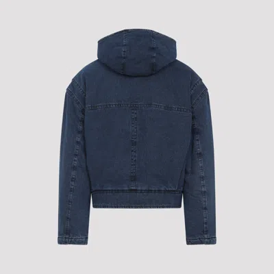 Jacquemus Blue De-nimes Duffle Cotton Jacket In Animal Print