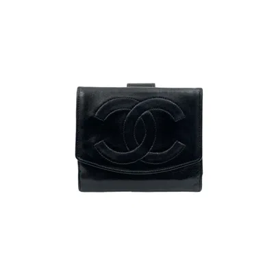 Pre-owned Chanel Leather Wallet (bi-fold) () In Black