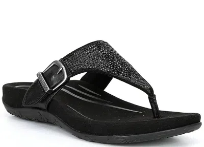 Aetrex Women's Rae Sparkle Thong Sandal In Black In Black
