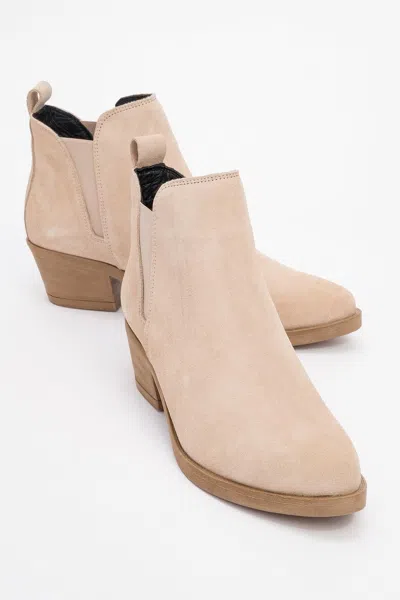 Forever & Always Shoes Dovena Leather Block Heel Ankle Boot In Brown