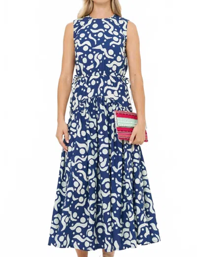 Oliphant Sleeveless Piped Maxi Dress In Acadia Navy In Blue