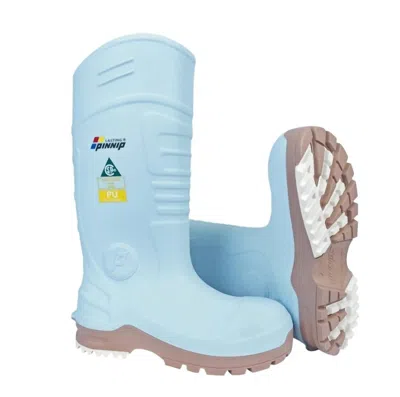 Pinnip Women's Csa Approved Waterproof Pu Steel Toe Rubber Safety Boots In Blue In Multi