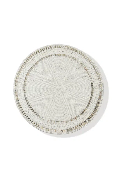 Tiramisu Coastal Pearl Beaded Placemat In White