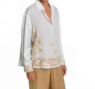 Greek Archaic Kori Kori Crete Blouse In Beige In Multi