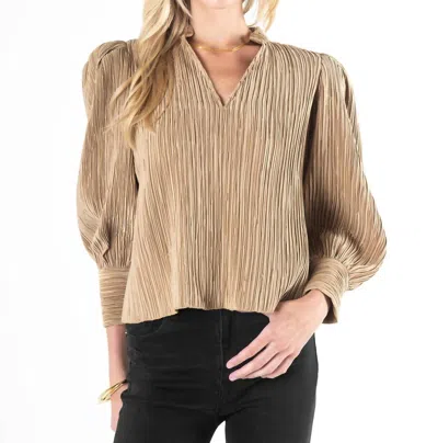 Emily Mccarthy Hampton Puff Sleeves Top In Lark In Brown