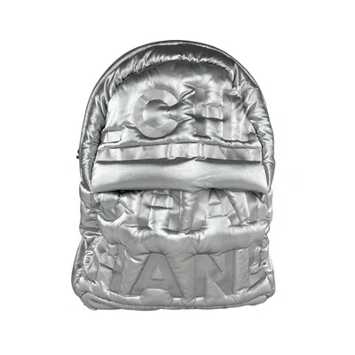 Pre-owned Chanel Nylon Backpack () In Silver